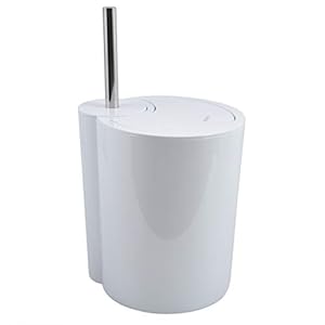 Spirella Moon Toiletborstel en afvalemmer, 2-in-1, toiletborstel, cosmetica-emmer, 6 liter, met ring voor het…