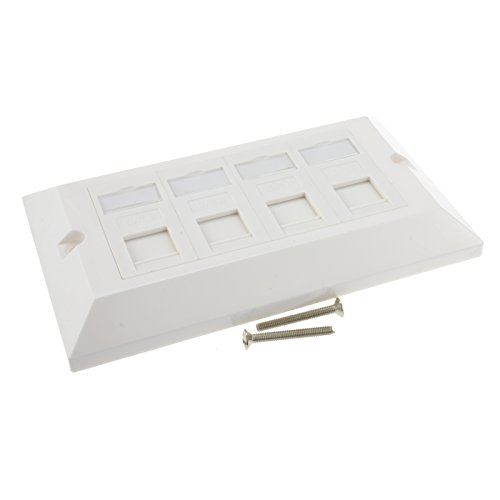kenable RJ45 Face Plate Wall Sockets Cat6 QUAD 4 Port with Keystones Jacks