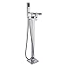 Zovajonia Waterfall Spout Bathtub Shower Faucet Floor Mounted Mixer Tap Free Standing Tub Filler with Hand Shower,Chrome Finish