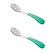 Avanchy Baby Spoons Stainless Steel and Silicone Set, Self Feeding Food Utensils, 4 Months Baby Led Weaning, 2 Pack, Green Spoons