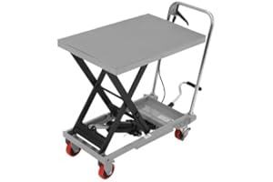 EXPLOREHORIZON 500 Lbs Hydraulic Lift Table Cart, 28.5" Lifting Height, Manual Single Scissor Lift Table with 4 Wheels and Non-Slip Pad, Hydraulic Scissor Cart for Material Handling