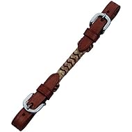 Buffalo Leather Light Oil Curb Strap with Natural & Tan Rawhide Accent