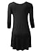 AMORE ALLFY Women's 3/4 Sleeve Round Neck Flare Hem Tunic Black X-Large