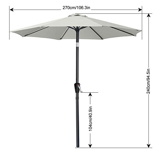 ABCCANOPY 270cm Sonnenschirm im Freien Wasserabweisende Bespannung -Gartenschirm Marktschirm, Hellbeige – Bild 4