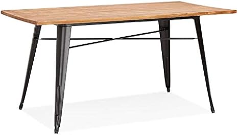 Table De Salle A Manger Style Industriel Alpha En Bois Massif Et Metal Noir 150x80 Cm Amazon Fr Cuisine Maison
