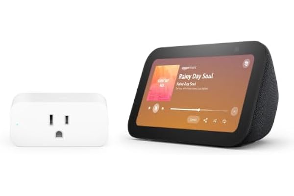 Amazon Echo Show 5 (newest model) in Charcoal bundle with Amazon Smart Plug, Designed for Alexa+
