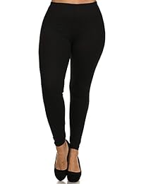 Ed de la dama Plus tamaño elástico tela piel de melocotón sólido Leggings de longitud completa