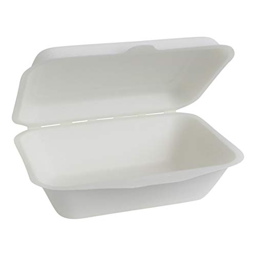 Brheez 7"x5"x2.5" Take-Out Natural Disposable Clamshell Lid Containers, Biodegradable, Compostable & Chemical Free - Pack of 50 - Thumbnail 3