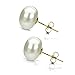 White Button Shape Freshwater Cultured High Luster AAA Pearl Stud Earrings
