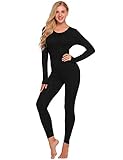 Ekouaer Womens Thermal Underwear Set Henley Base Layer Stretch Top & Bottom