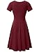 HUHOT Sundresses for Women Casual Summer Short Sleeve Round Neck Floral Casual Skater Dress (Burgundy, Small)