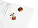 Paul Malone Necktie, Pocket Square and Cufflinks 100% Silk Orange Navy