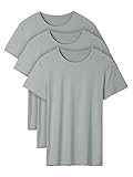 David Archy Men's 3 Pack Rib Modal Crewneck Undershirts (S, Gray)