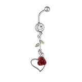 Vktech® New Rhinestone Rose Dangle Navel Belly Button Ring Piercing Jewelry Punk