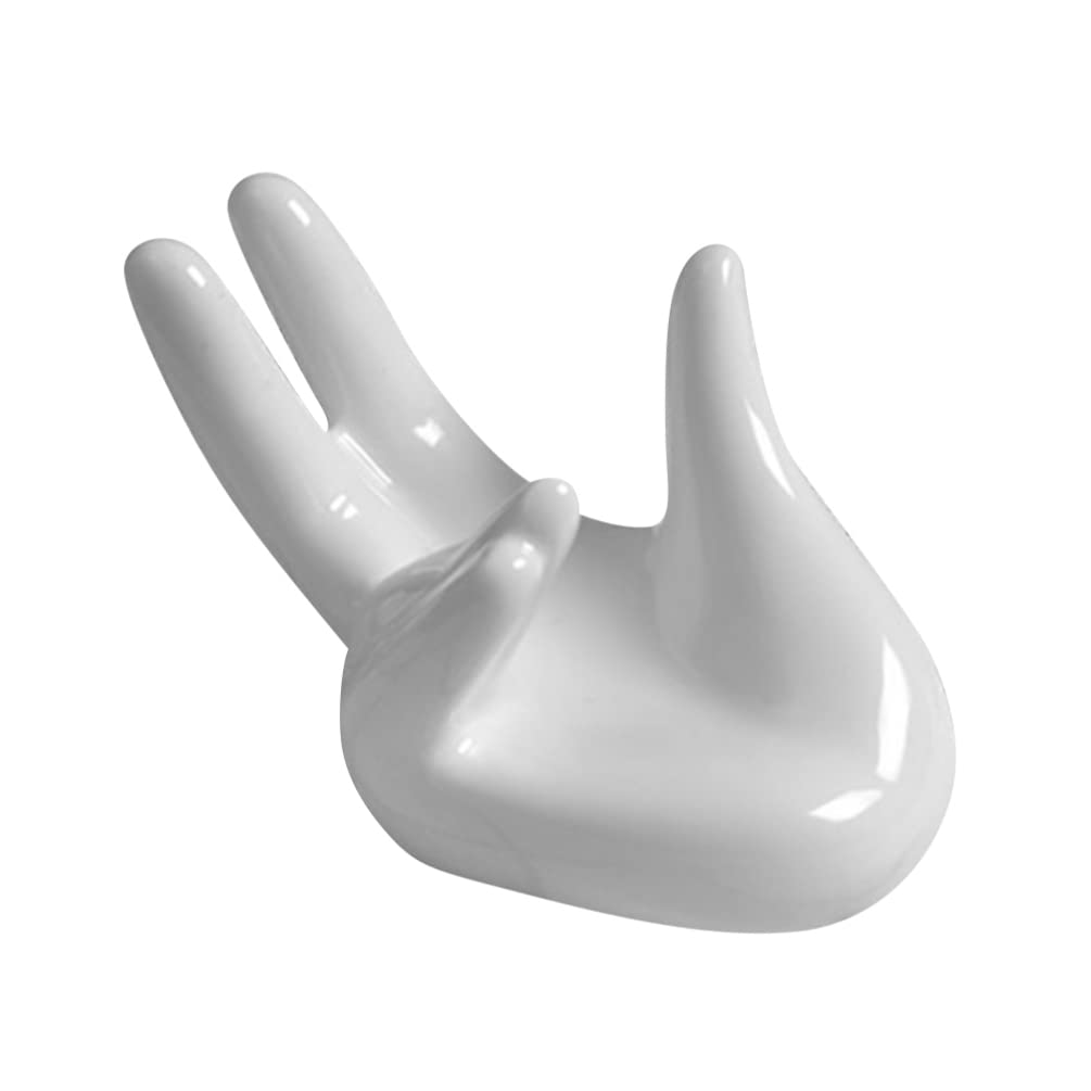 1pc Ceramic Hand Desktop Organizer Ornament Holders Trinket Tray Ocarina Stand Porcelain Hand Ornament Ocarina Holder Watch Stand Support Ring White Ceramics