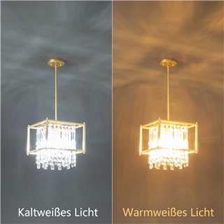 ZPBSJ Modern Kitchen Industrial Lighting Farmhouse Pendant Lamp Metal Gold Crystal Pendant Lamp Used for Entrance Bedroom Balcony Kitchen Island (Square 1-Light)