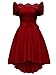 Dreaweet Women's Off Shoulder Lace Boat Neck Vintage Cocktail Party Wedding Dresses Red