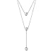 SHEGRACE 925 Sterling Silver Double Layered Necklace, with Three Round AAA Zircon Pendant, 16