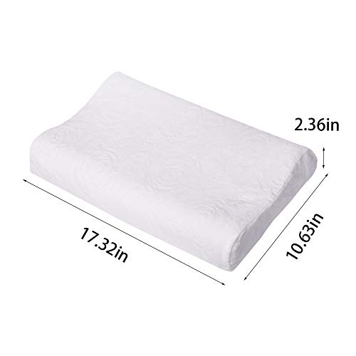 ZONMAI Cuscino Cervicale, Ergonomico Lattice Naturale Cuscino con Cuscino in Morbidezza Cotone Bianco Modello Doppia Onda Cuscino per Dormire, 44x27x6cm