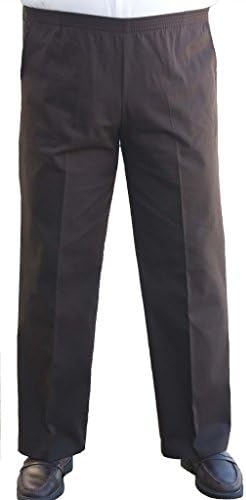 The Senior Shop Men's Full Elastic Waist Twill Casual Pant L/32 Brown