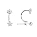 Wicary S925 Sterling Silver Star 2in1 Ear Jacket Barbell Stud Earring for Women Girls