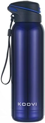 Kooyi Vacuum Insulated Sports Water Bottle 500 ML, Stainless Steel Flask Travel Mug with Built-in Straw - BPA Free