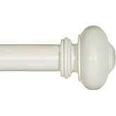 Ivilon Drapery Window Curtain Rod - Knob Design, 1 Inch Rod, 28 to 48 Inch. Ivory/White