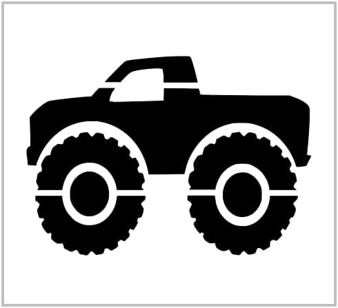 Mixed Media - Monster Truck Stencil 4 Inch Lifted Big Child Toy Design Reusable Sheet for DIY craft crafting card making cookie cake airbrushing small miniature MIN296