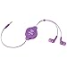 Retrak Retractable Stereo Earbuds, Purple (EMTAUDIOPRP)