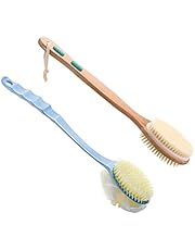 Shower Brushes for Wet or Dry Double Side Long Handle Back Scrubber, Exfoliating Skin for Men and Women