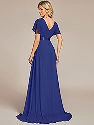 Ever-Pretty Womens Double V Neck Flutter Sleeve