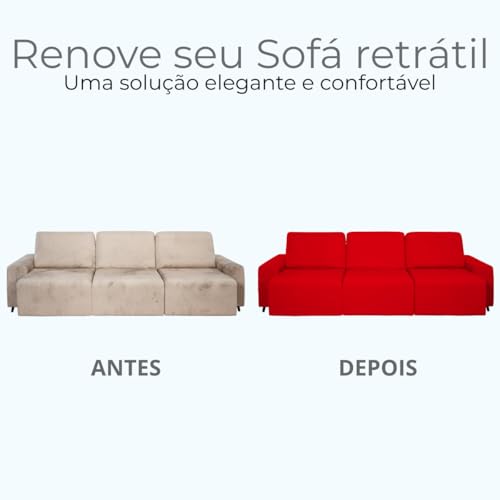 Capa Protetora de Sofá Retrátil Reclinável 3 Módulos King em Malha Gel Lisa Cobre Braço Completo (Tabaco)
