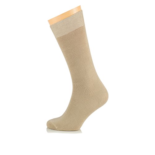 Women's Bamboo Dress Socks, Seamless, Crew, Size: 6-9 & 9-12 (3 Pairs) (6-9, Bamboo/Beige (3 Pairs))