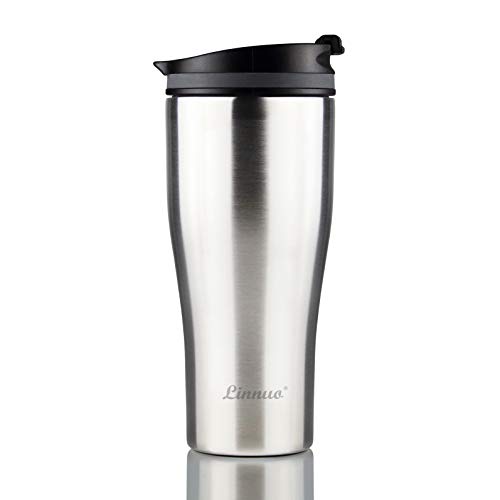 Linnuo Thermobecher Kaffeebecher to go Becher 380ml Trinkbecher Auslaufsicher perfekt fürs Auto & unterwegs Thermobecher klein für Kaffee & Tee Travel Mug Edelstahl