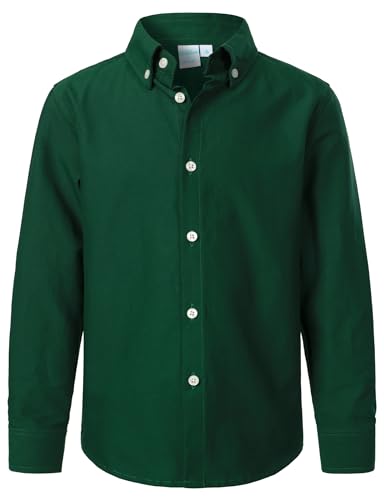 VATPAVE Boys Dress Shirts Long Sleeve Button Down Shirts Formal Uniform Solid Oxford Shirt