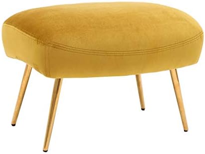 DALL Footstool Iron Legs Comfortable Upholstered Ottoman Sofa Stool Makeup Stool 59 * 46 * 42cm (color : Yellow)