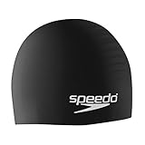 Speedo Silicone Solid Swim Cap, Black, One Size