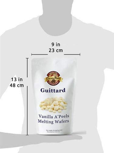 Guittard A'Peels Vanilla White Chocolate Wafers Melting Chocolate | Cacaoholic Resealable Stand Up Pouch | 2 Pound