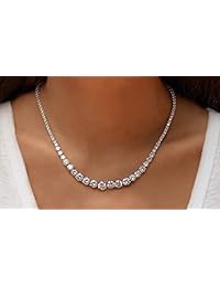 Womens Magnificent Graduado Ronda circonio cúbico collar de tenis by NYC Sterling