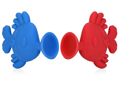 Nuby Silly Kissing Fish Interactive Suction Toys, 2 Pack, Red/Blue