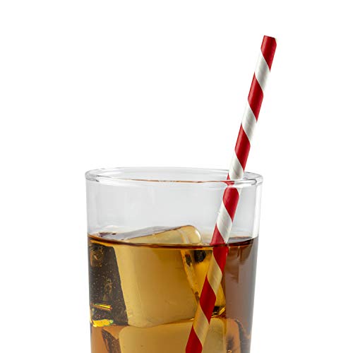 CiboWares 7.75 Inch Jumbo Unwrapped Paper Straws, Red Stripe, Case of 4000