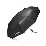 Umbrella, Cozyswan Travel Umbrella 210T Automatic Folding Umbrella with Sunscreen Function，Black (10 Ribs)
