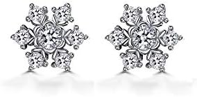 YINDI ピアス レディース 人気 雪の結晶 5Aジルコニア シルバー925 金属アレルギー対応 プラチナメッキ 18金 花 スタッドピアス アクセサリー クリスマス プレゼント