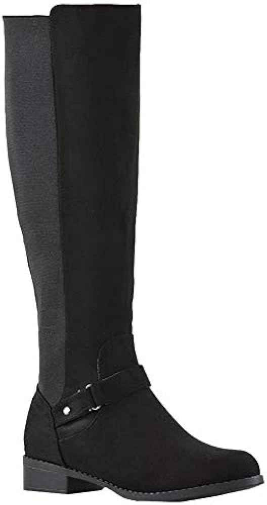 flat black leather knee high boots womens