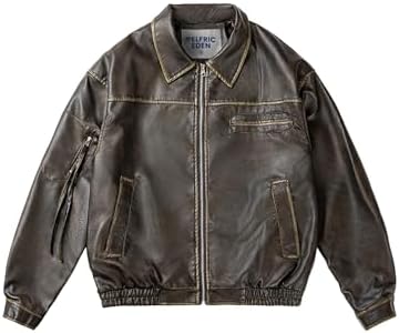 Aelfric Eden Womens Leather Jacket Oversized Y2k Faux Motorcycle