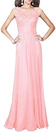 Women's Evening Party Prom Gown Formal Bridesmaid Cocktail Chiffon Lace Dress (L)