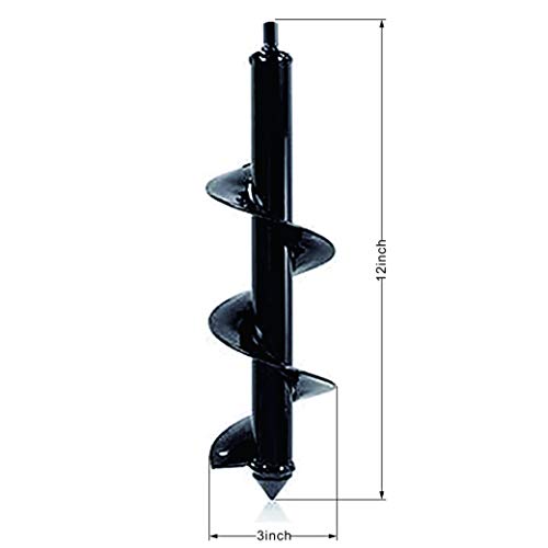 Auger Drill Bit,Sowereap Garden Plant Flower Bulb Auger (3 x 12inch) Rapid Planting Drill Bit-Post or Umbrella Hole Digger for 3/8"Hex Drive Drill