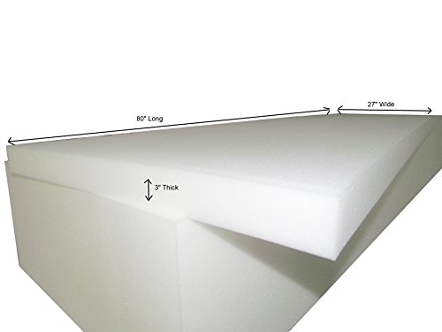 Foam Cushion 3"T x 27"W x 80"L (1536) "Medium Firm" Sofa Seat Replacement Foam Cushion, Upholstery foam Sheet, Foam Padding