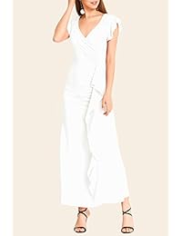 MiXiaoJie vestido largo de cóctel con cuello en V elegante y manga acampanada para mujer