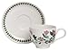 Portmeirion Botanic Garden 10oz Teacup and Saucer - Set of 6 | Assorted Floral Motifs | Fine Earthenware | Chip Resistant Glaze | Dishwasher, Microwave, Freezer, Oven Safe | Made in England